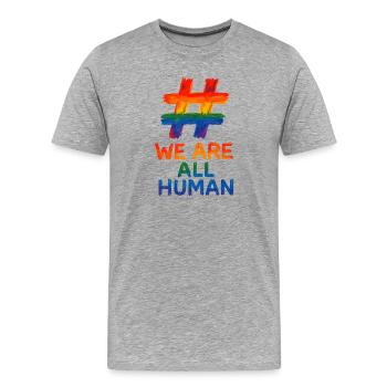 #WeAreAllHuman – Rainbow Watercolor Design - Men's Premium Organic T-Shirt - heather grey - Front - Damien (186cm)