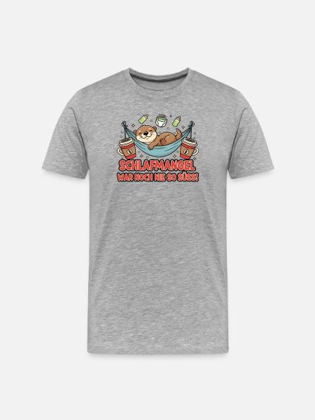 Sleeping angel otter in hammock - Men's Premium Organic T-Shirt - heather grey