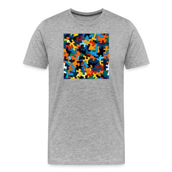 Motif de pièce de puzzle coloré - T-shirt bio Premium Homme - gris chiné - Devant - Damien (186cm)