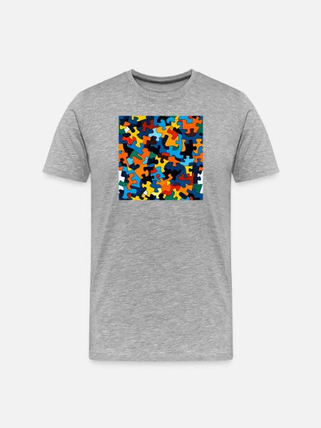 Buntes Puzzleteil Muster - Männer Premium Bio T-Shirt - Grau meliert