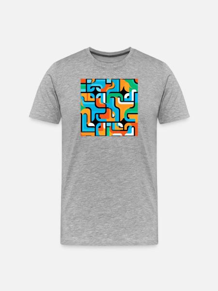 Farbiges Netz Muster Abstrakt - Männer Premium Bio T-Shirt - Grau meliert