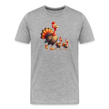 Bébé dinde de Thanksgiving - T-shirt bio Premium Homme - gris chiné - Devant - Damien (186cm)