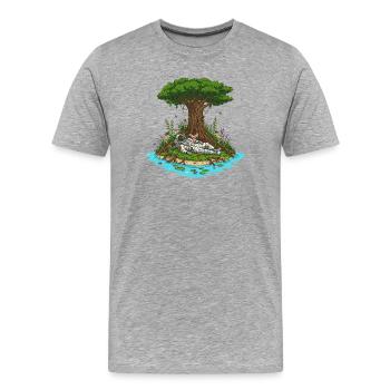Astronaut Dog Island Dreamscape - Men's Premium Organic T-Shirt - heather grey - Front - Damien (186cm)