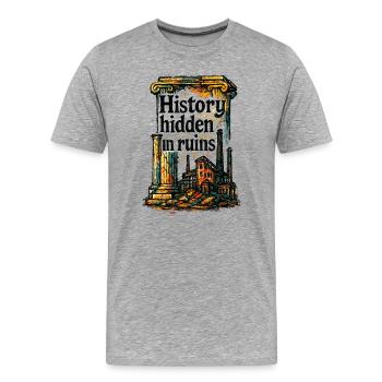 Urbex - Exploration Urbaine - Explorateur Urbain - T-shirt bio Premium Homme - gris chiné - Devant - Damien (186cm)
