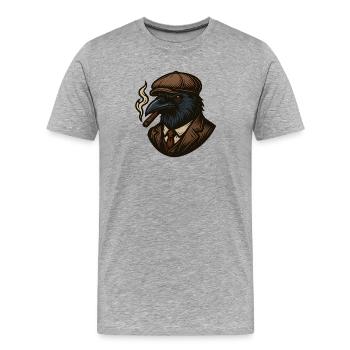 Krähengangster mit Zigarre - Männer Premium Bio T-Shirt - Grau meliert - Vorne - Damien (186cm)