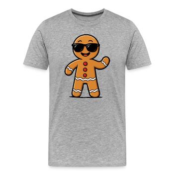 Gingerbread Man with Sunglasses - Men's Premium Organic T-Shirt - heather grey - Front - Damien (186cm)