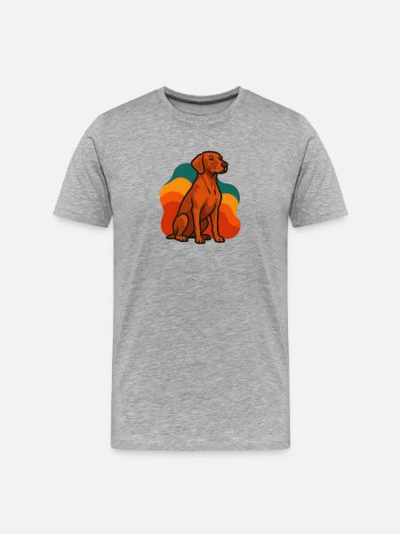 Vizsla Dog in Retro Palette - Men's Premium Organic T-Shirt - heather grey