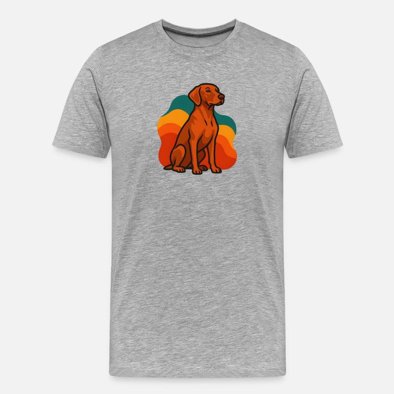 Vizsla Hund in Retro Palette - Männer Premium Bio T-Shirt - Grau meliert