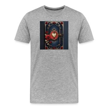 Montre Art Déco avec Roses - T-shirt bio Premium Homme - gris chiné - Devant - Damien (186cm)