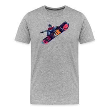 Snowboard - Männer Premium Bio T-Shirt - Grau meliert - Vorne - Damien (186cm)