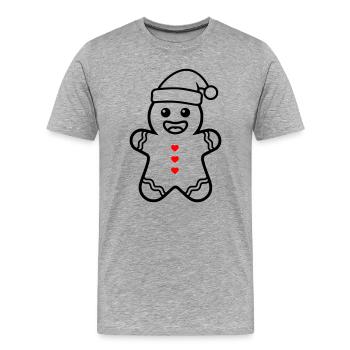 Bonhomme en pain d’épices sucré | Noël avec le cœur - T-shirt bio Premium Homme - gris chiné - Devant - Damien (186cm)