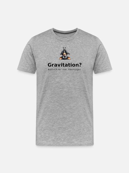 Bat Saying – Gravity? Funny motif - Men's Premium Organic T-Shirt - heather grey