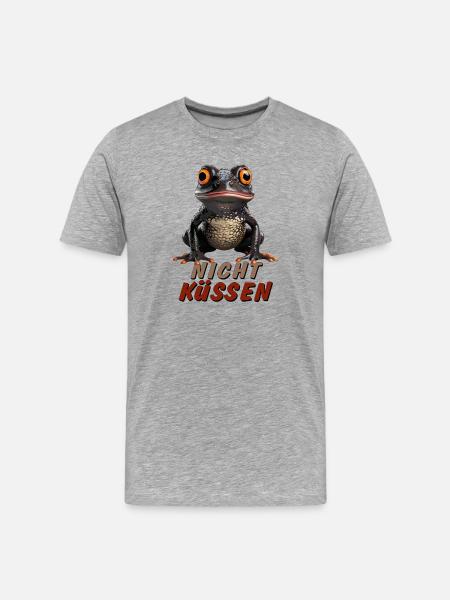 FROSCH NICHT KÜSSEN - Männer Premium Bio T-Shirt - Grau meliert