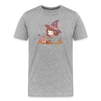 Sorcière pastel au thé - T-shirt bio Premium Homme - gris chiné - Devant - Damien (186cm)