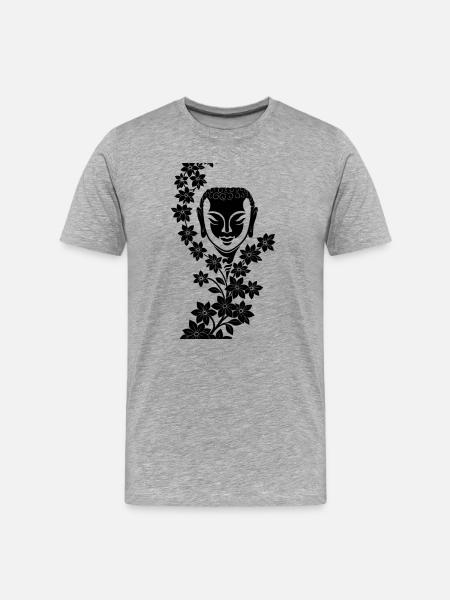 Buddha mit Blumenkranz--Soul - Männer Premium Bio T-Shirt - Grau meliert