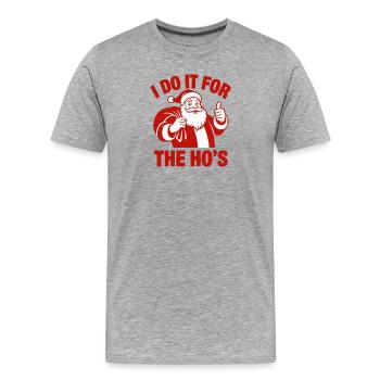 Santa Pun Tee - Men's Premium Organic T-Shirt - heather grey - Front - Damien (186cm)