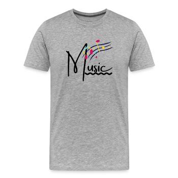 Kolorierte Musiknoten - Männer Premium Bio T-Shirt - Grau meliert - Vorne - Damien (186cm)