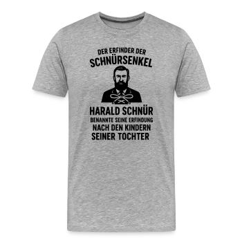 Schnürsenkel Erfinder Witziger Spruch - Männer Premium Bio T-Shirt - Grau meliert - Vorne - Damien (186cm)