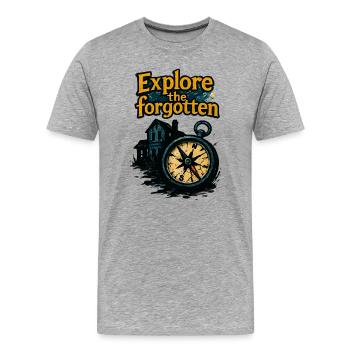 Urbex - Exploration Urbaine - Explorateur Urbain - T-shirt bio Premium Homme - gris chiné - Devant - Damien (186cm)
