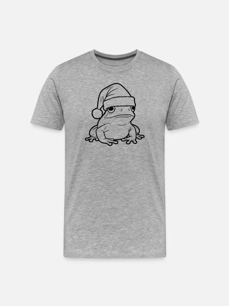 Funny Christmas frog with cap - Men's Premium Organic T-Shirt - heather grey