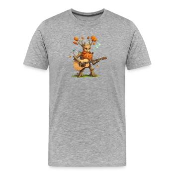 Fantasy Tree Guitar Player T-Shirt - T-shirt bio Premium Homme - gris chiné - Devant - Damien (186cm)