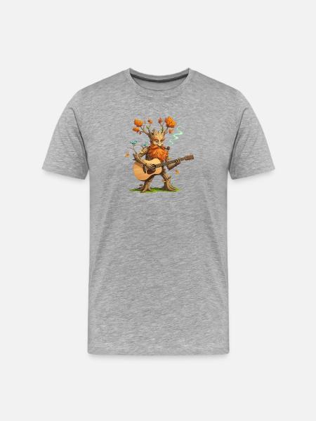 Fantasy Tree Guitar Player T-Shirt - Men's Premium Organic T-Shirt - heather grey