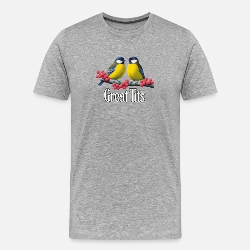Kohltitten Duo auf roten Beeren - Männer Premium Bio T-Shirt - Grau meliert