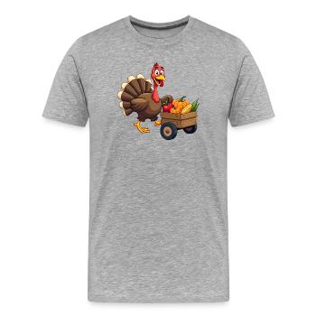 Thanksgiving Funny Thanksgiving Turkey - Men's Premium Organic T-Shirt - heather grey - Front - Damien (186cm)