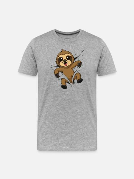 Cute Comic Sloth – Kids & Animal Lovers - Men's Premium Organic T-Shirt - heather grey