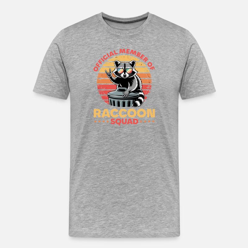 Funny Raccoon - Männer Premium Bio T-Shirt - Grau meliert
