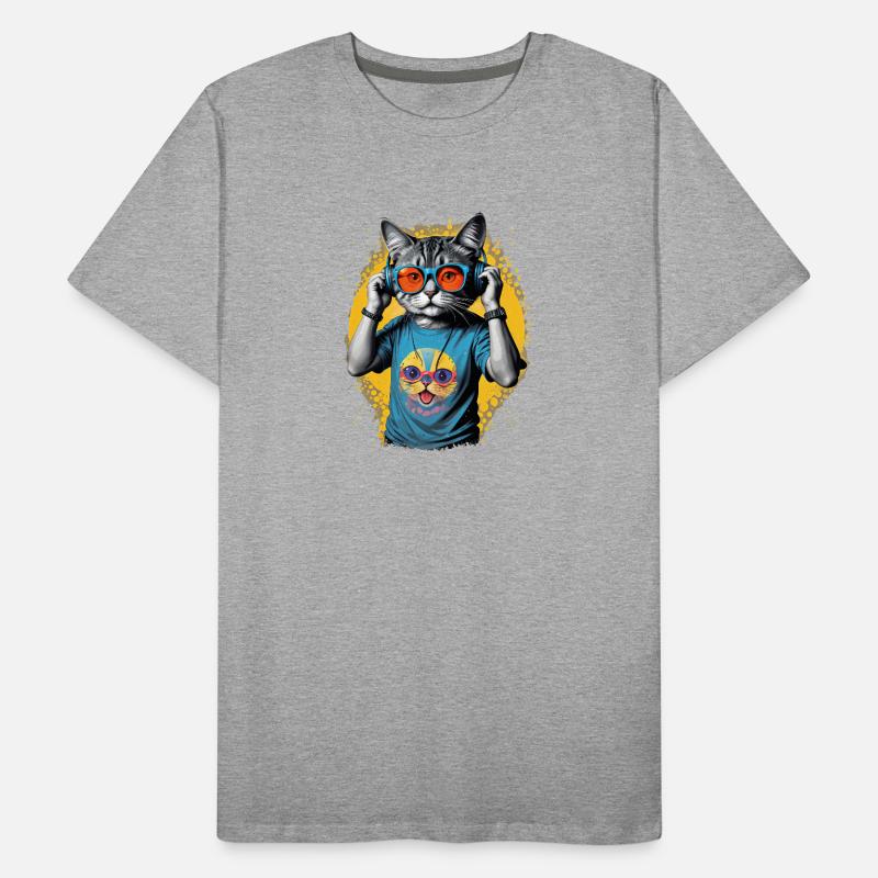 Neon Cat DJ Vibe Tee T-shirt bio Premium Homme