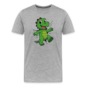 Comic Dino – Für echte Dinosaurier Fans - Männer Premium Bio T-Shirt - Grau meliert - Vorne - Damien (186cm)