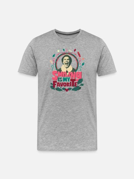 Buddy L’Elfe De Noël – Sourire Est Mon Préféré - T-shirt bio Premium Homme - gris chiné