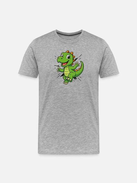 Cute Comic Dino – Kids & Dinosaur Fans - Men's Premium Organic T-Shirt - heather grey