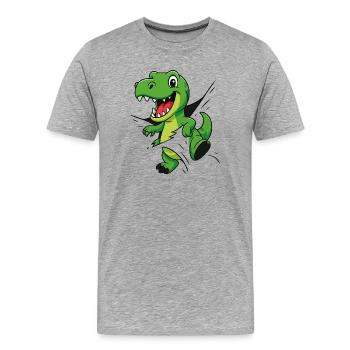 Comic Dino – Pour les petits explorateurs et les explorateurs - T-shirt bio Premium Homme - gris chiné - Devant - Damien (186cm)