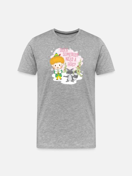 Buddy The Elf With Quote & Raccoon - Men's Premium Organic T-Shirt - heather grey