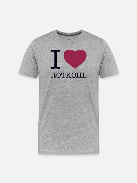 I love Rotkohl - Männer Premium Bio T-Shirt - Grau meliert