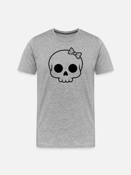 Cute skull with bow | Girly Goth - Men's Premium Organic T-Shirt - heather grey