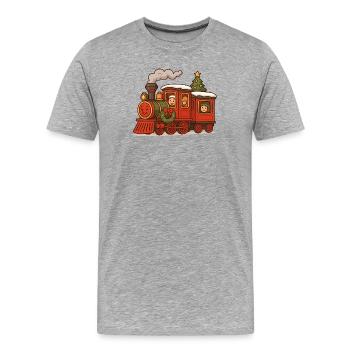 Weihnachtslokomotive im Winter - Männer Premium Bio T-Shirt - Grau meliert - Vorne - Damien (186cm)