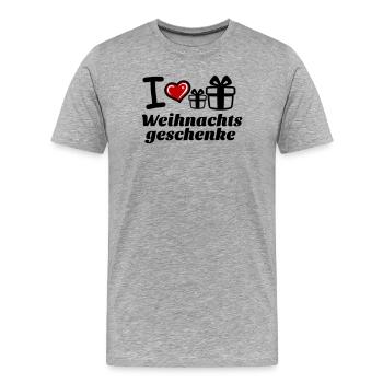I Love Weihnachtsgeschenke  - Männer Premium Bio T-Shirt - Grau meliert - Vorne - Damien (186cm)