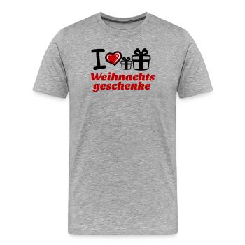 I Love Weihnachtsgeschenke  - Männer Premium Bio T-Shirt - Grau meliert - Vorne - Damien (186cm)
