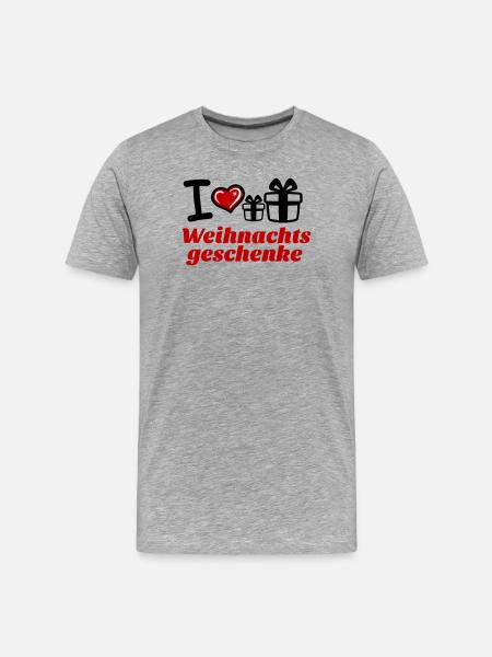 I Love Weihnachtsgeschenke  - Männer Premium Bio T-Shirt - Grau meliert