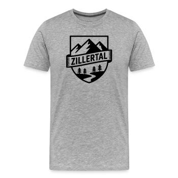 Zillertal - Souvenir Design - Männer Premium Bio T-Shirt - Grau meliert - Vorne - Damien (186cm)