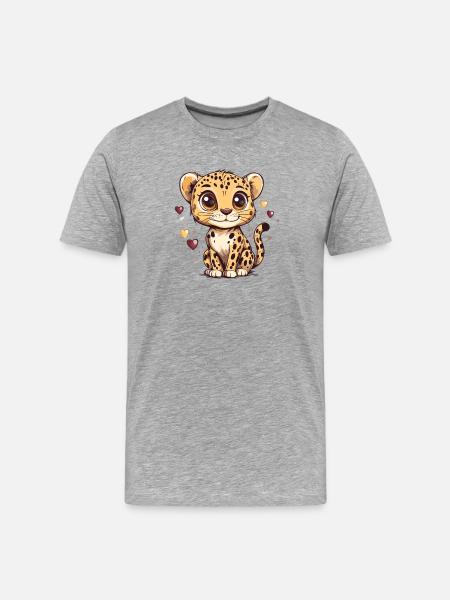 Cute leopard boy heart design - Men's Premium Organic T-Shirt - heather grey