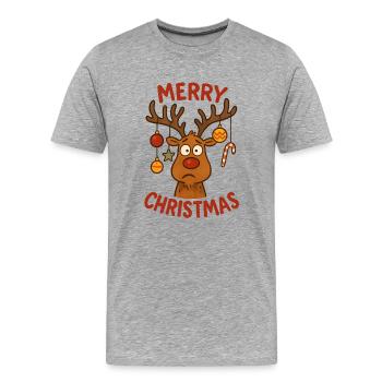 Rentier Ornamente Weihnachten - Männer Premium Bio T-Shirt - Grau meliert - Vorne - Damien (186cm)