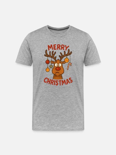 Reindeer Ornaments Xmas - Men's Premium Organic T-Shirt - heather grey