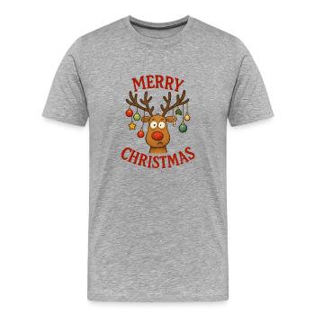 Merry Christmas Rudolph - Männer Premium Bio T-Shirt - Grau meliert - Vorne - Damien (186cm)