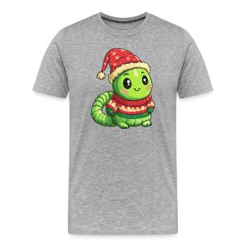 Wurm Weihnachten - Männer Premium Bio T-Shirt - Grau meliert - Vorne - Damien (186cm)