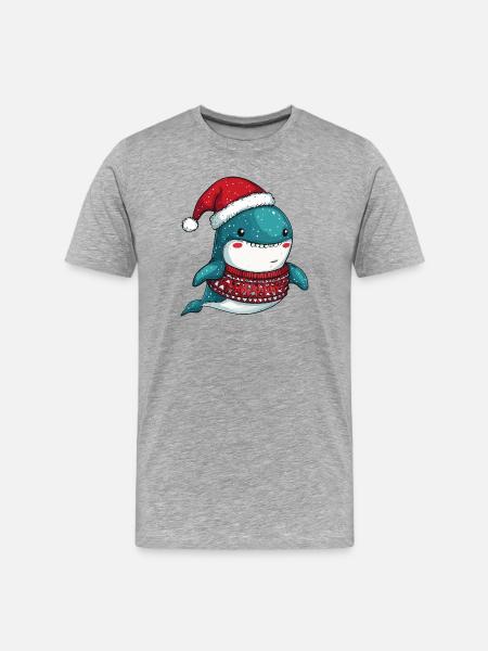 Whale Christmas - Men's Premium Organic T-Shirt - heather grey