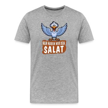 NUN HABEN WIR DEN SALAT - Männer Premium Bio T-Shirt - Grau meliert - Vorne - Damien (186cm)